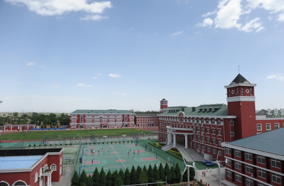 北京爱迪国际学校校园一角高空鸟瞰图